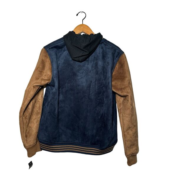 XRay Jeans Men’s Blue/Brown Faux Suede Letterman Jacket Size XL NWT - Picture 5 of 10